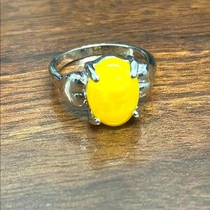Yellow Silver Ring with Vibrant Centerpiece